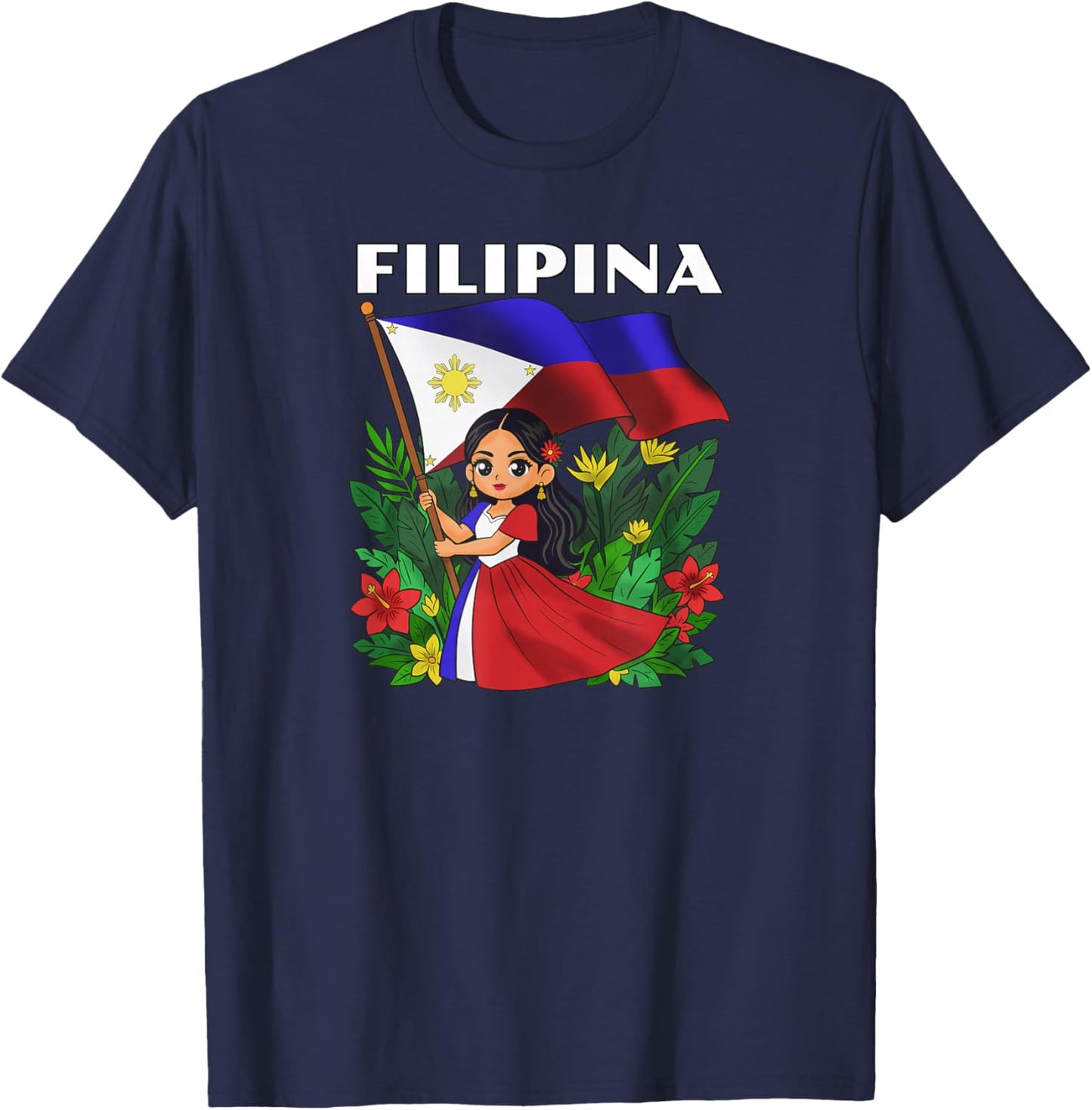 Philippines Flag Day Filipino Girl Filipina T-Shirt - T-Shirt | Navy