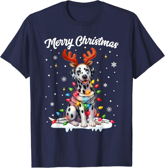 Christmas Pajamas Men Women Kids Christmas Outfit Dalmatian T-Shirt - T-Shirt | Navy