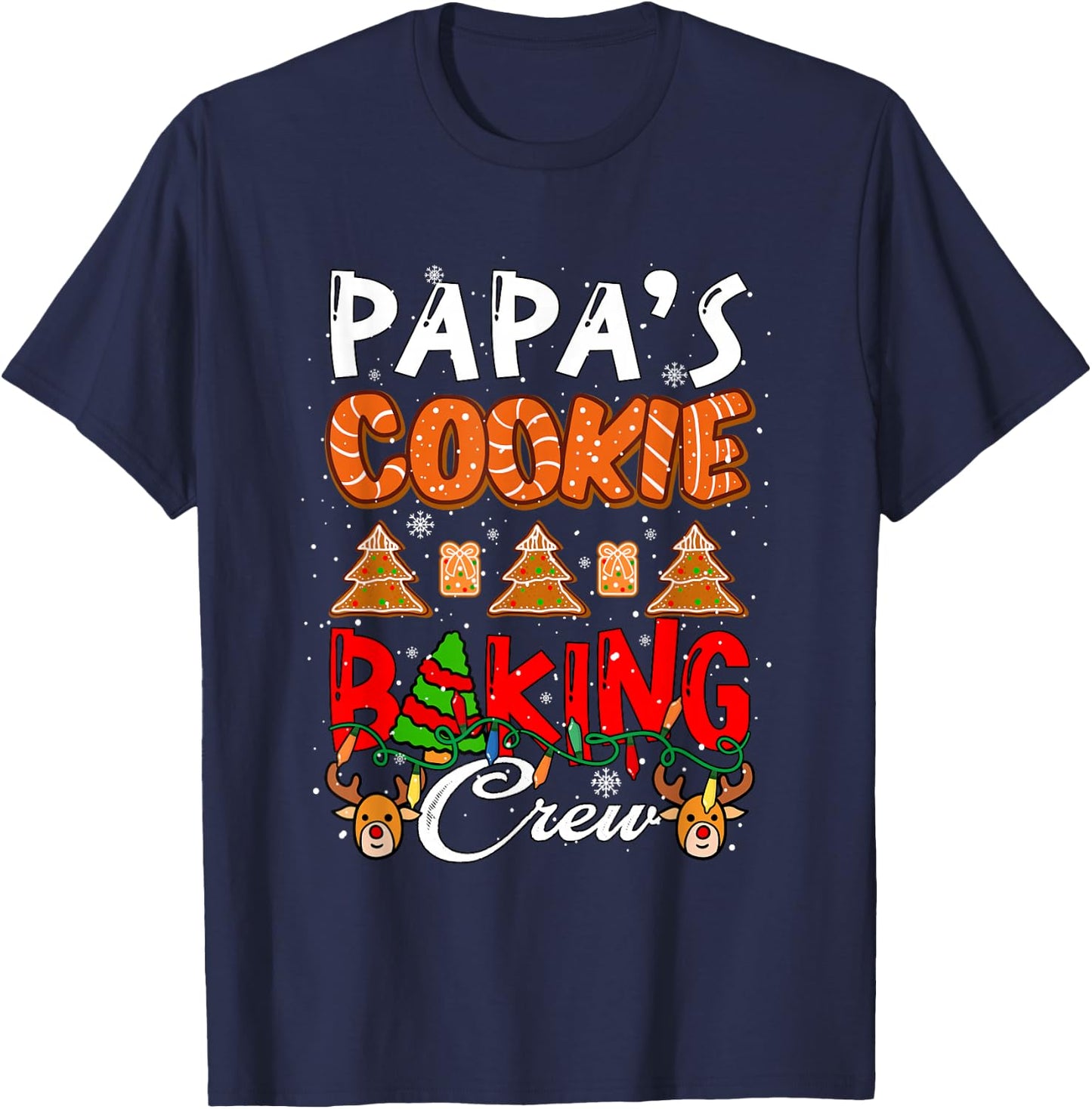 Papa's Xmas Cookie Baking Crew Funny Baker Team Lover T-Shirt - T-Shirt | Navy