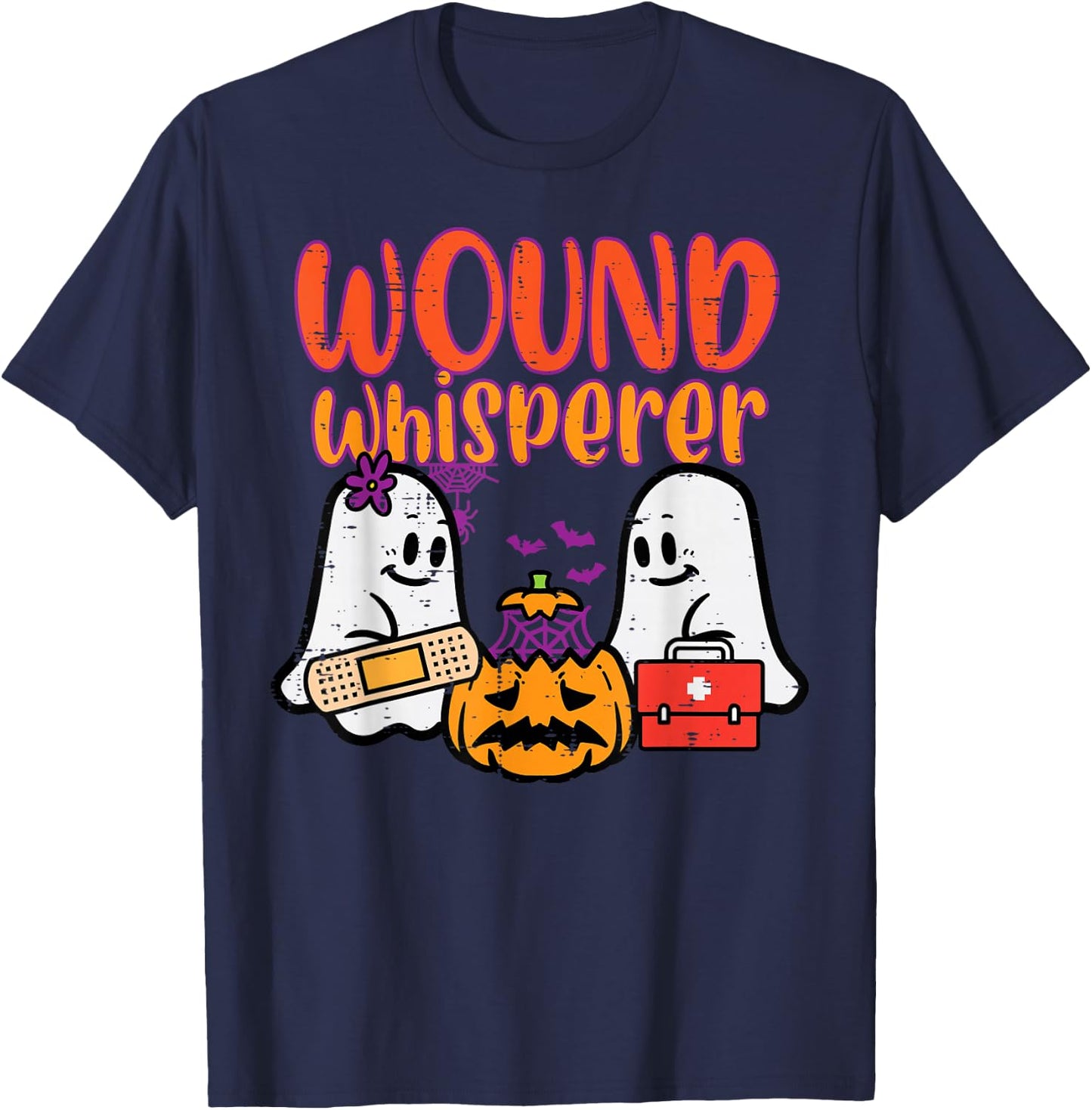 Ghost Nurse Wound Whisperer Halloween Nurse Fall Scrub Women T-Shirt - T-Shirt | Navy