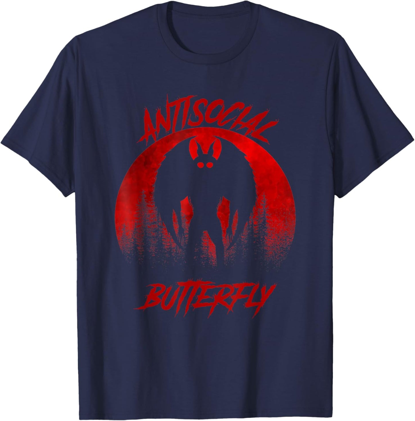 Mothman Tarot Card Antisocial Butterfly Cryptozoologist T-Shirt - T-Shirt | Navy