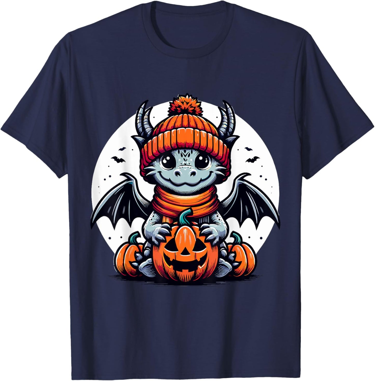 Halloween Dragon Pumpkin T-Shirt - T-Shirt | Navy