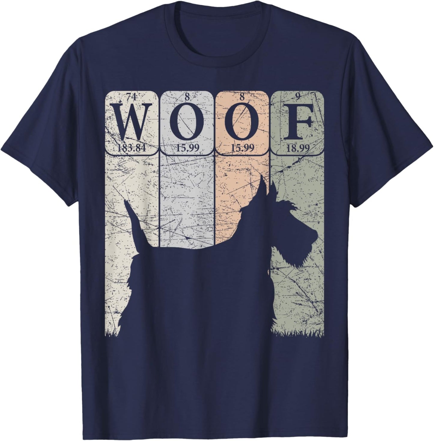Scottish Terrier Dog Periodic Table Elements Scottie Woof T-Shirt - T-Shirt | Navy
