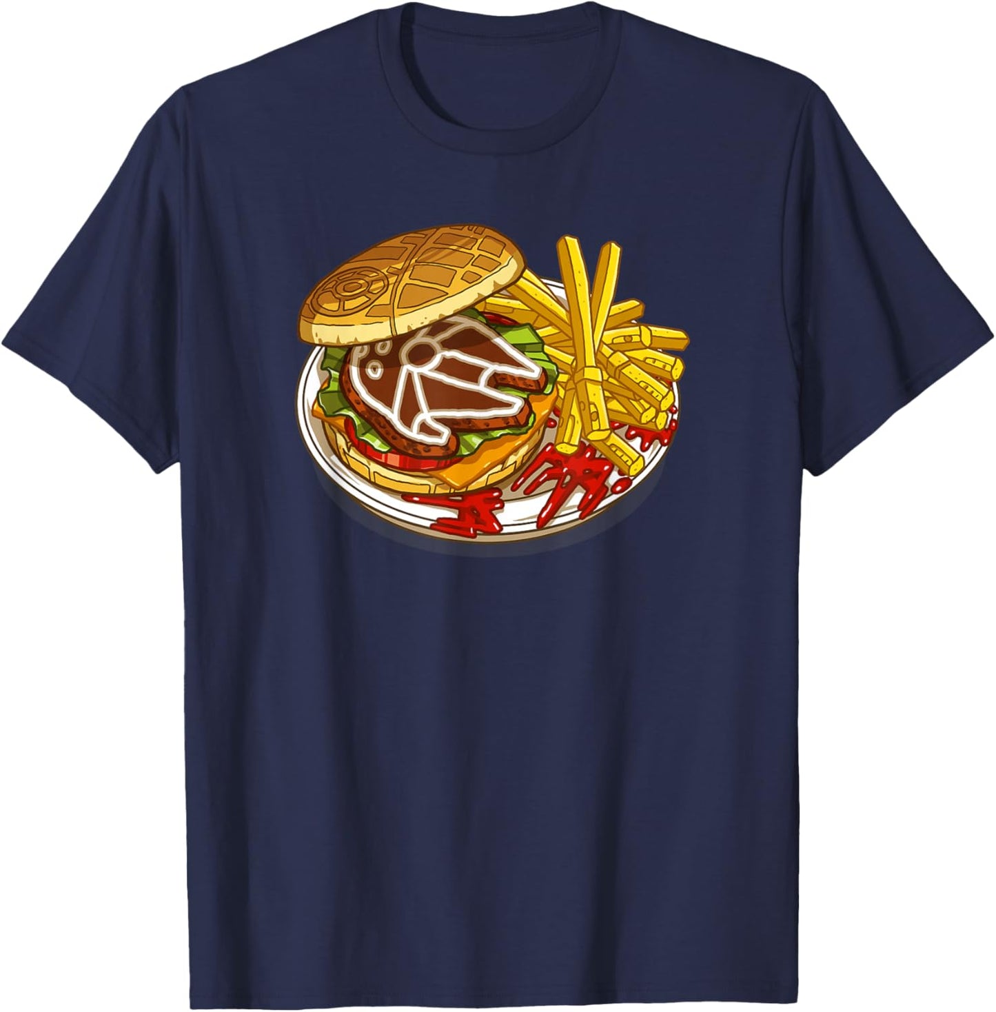 Star Wars Classic Millennium Falcon Burger & Saber Fries T-Shirt - T-Shirt | Navy