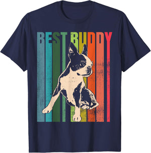 99 Gifts Boston Terrier Dog , -Adults & Kids, Black, Short Sleeve, Small T-Shirt - T-Shirt | Navy