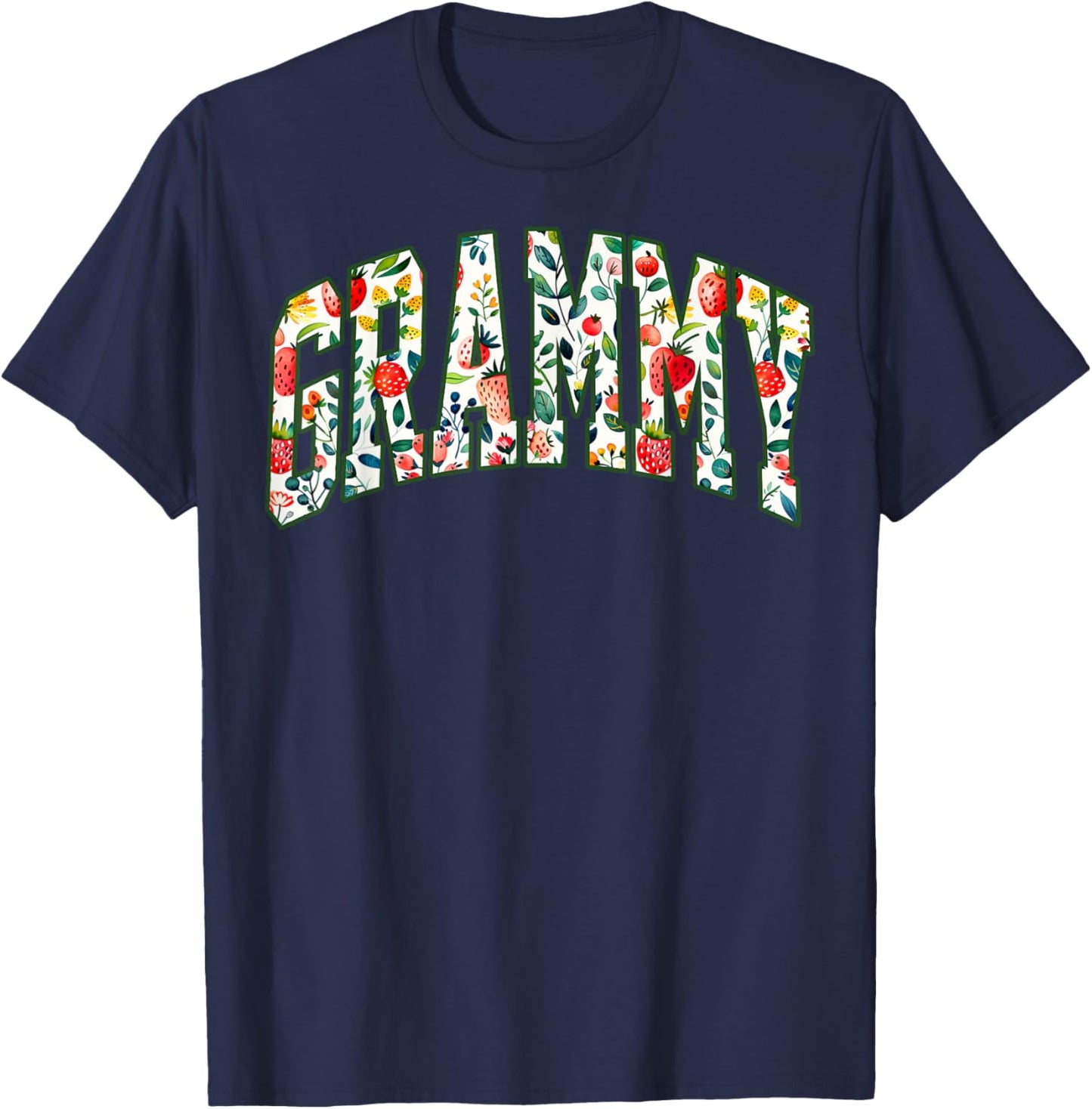 Floral Strawberry Grammy Christmas Grandma To Be Mothers Day T-Shirt - T-Shirt | Navy