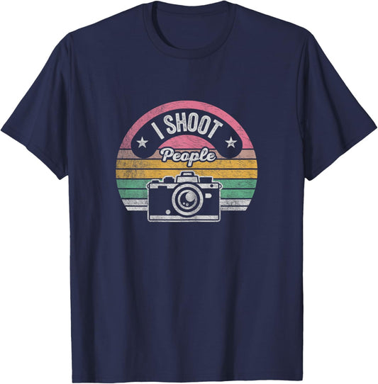 Retro Vintage Funny Photographer Camera Shirt I Shoot People T-Shirt - T-Shirt | Navy