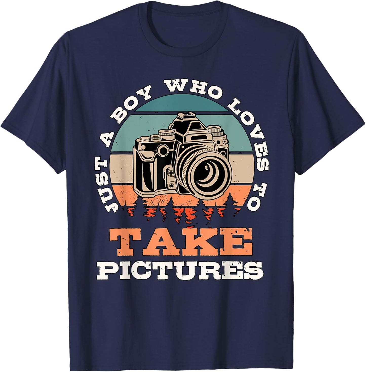 Boy Who Loves To Take Pictures Photographer Photography T-Shirt - T-Shirt | Navy