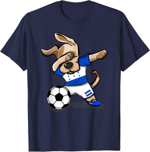 Dabbing Dog Honduras Soccer Honduran Flag Football Lovers Women Kids T-Shirt - T-Shirt | Navy