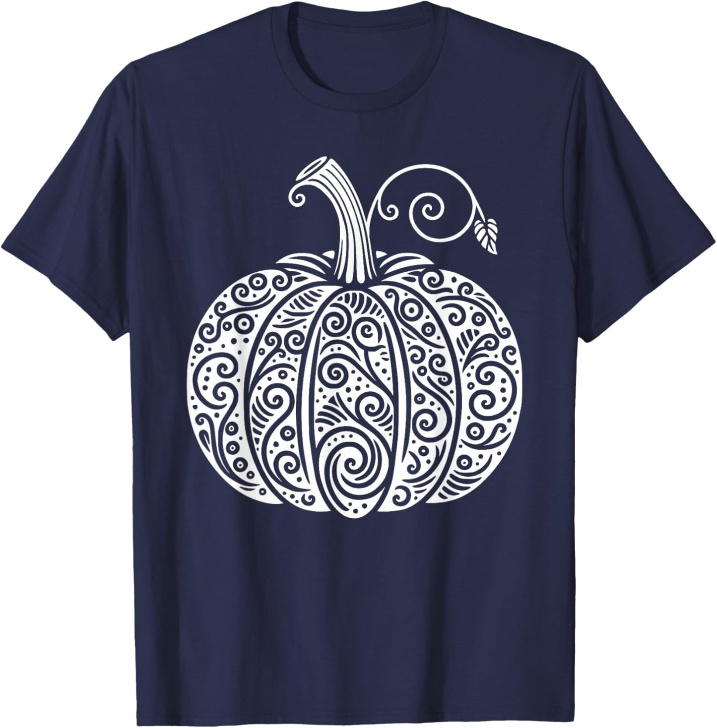 Autumn Fall Pumpkin Shirt Women Cute Thanksgiving Halloween T-Shirt - T-Shirt | Navy
