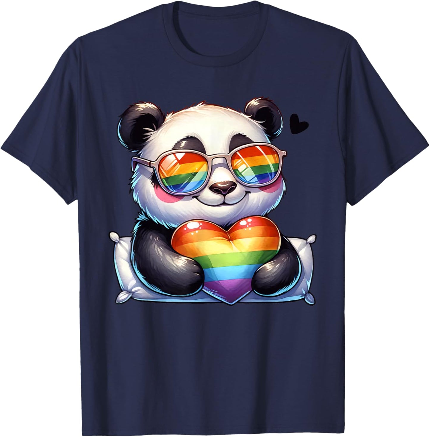 Panda Heart Rainbow Gay Pride LGBT Animal Supporter T-Shirt - T-Shirt | Navy