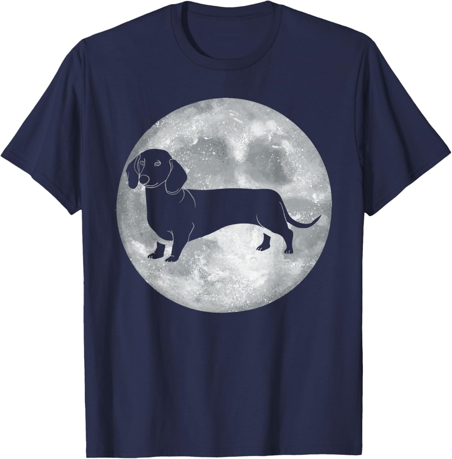 Silhouette Dachshund Weiner Dog in Full Moon Dachshund Lover T-Shirt - T-Shirt | Navy