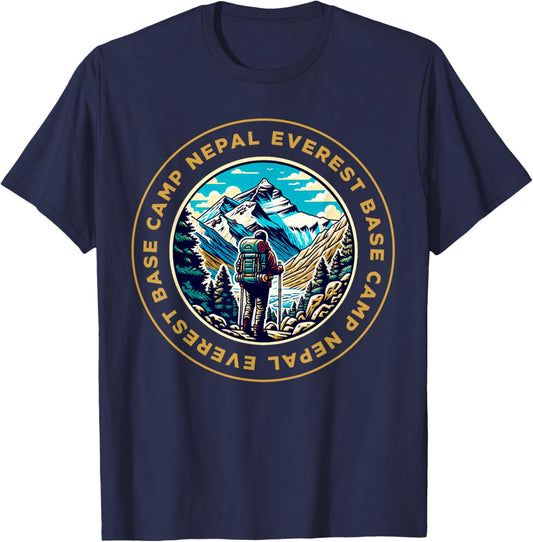 Everest Base Camp Nepal Mountain Everest View Hiking T-Shirt - T-Shirt | Navy
