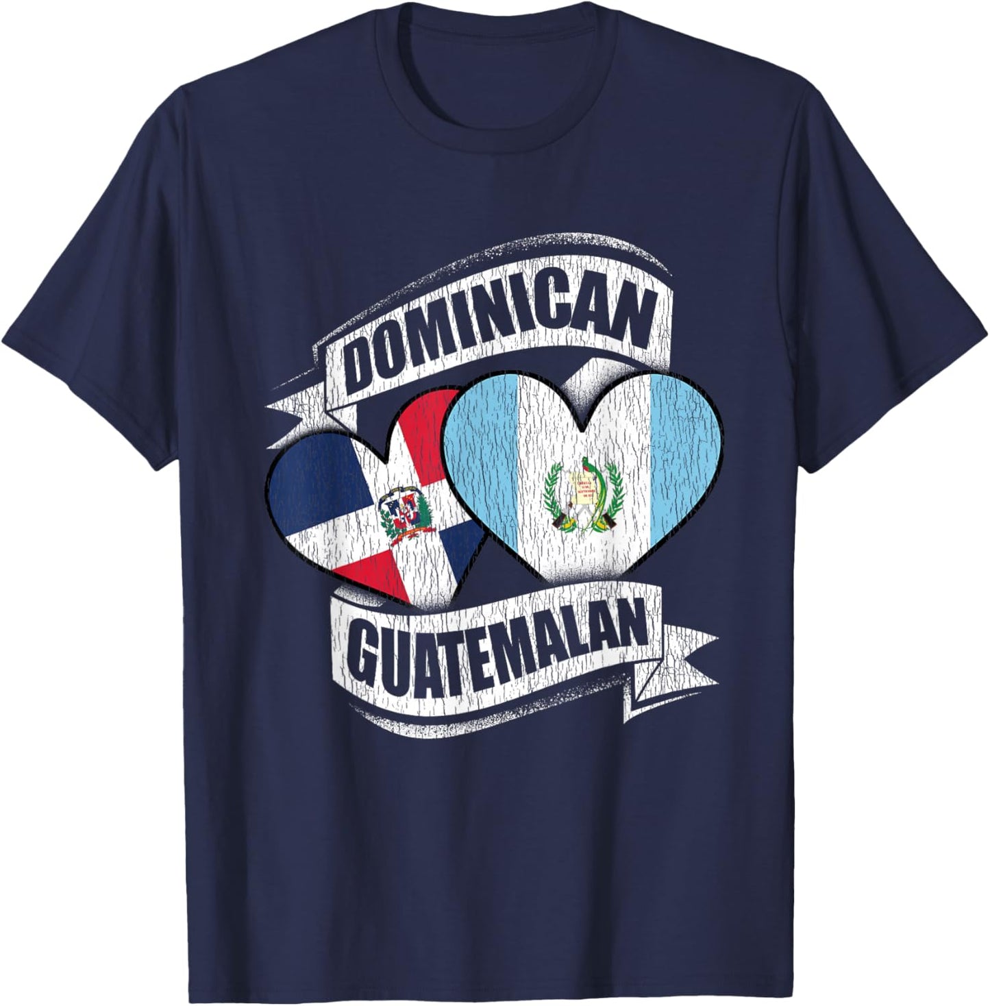 Dominican Guatemalan Heart Dominican Republic Guatemala Flag T-Shirt - T-Shirt | Navy