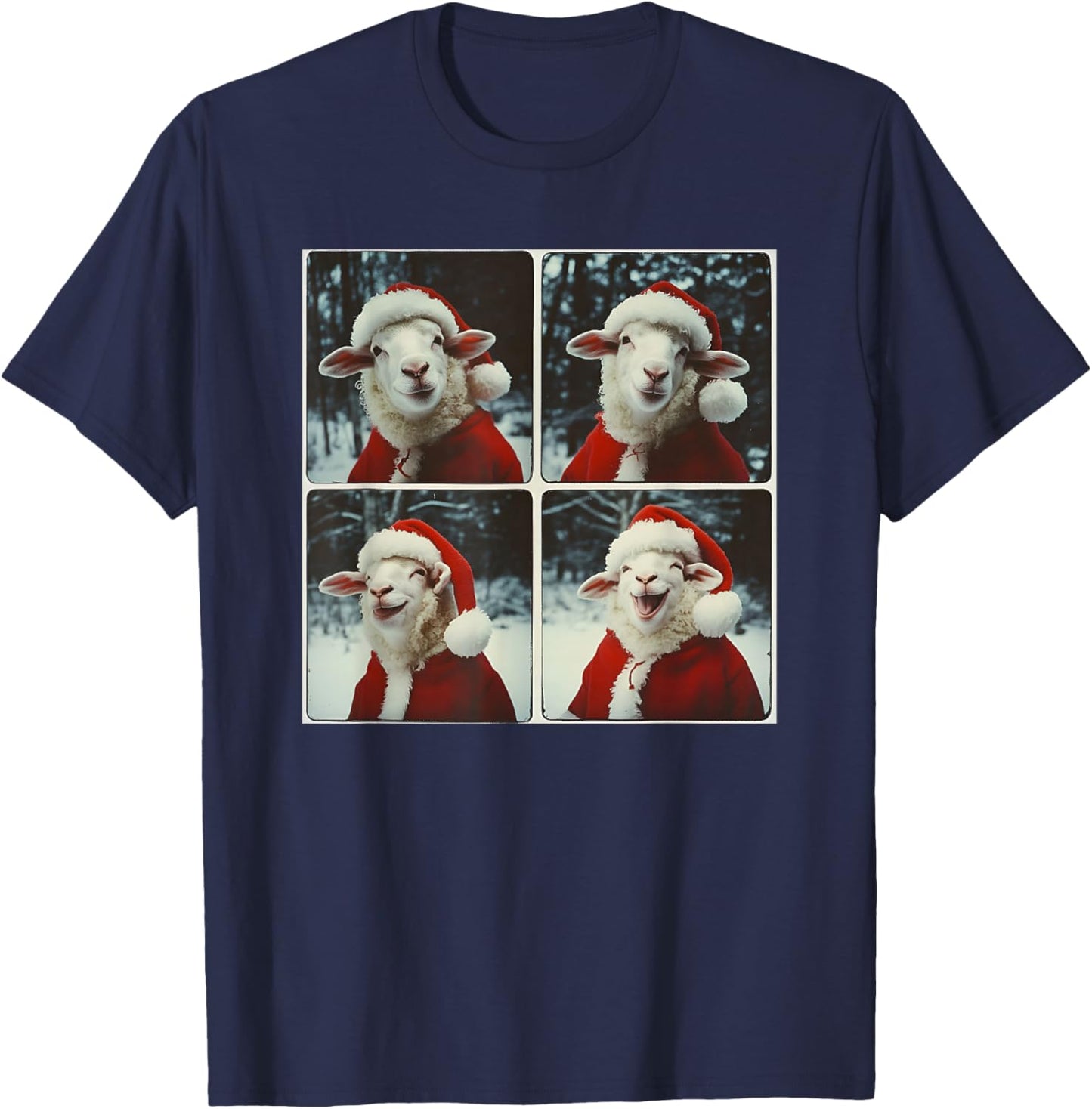 Sheep Santa Christmas Farm Animal T-Shirt - T-Shirt | Navy