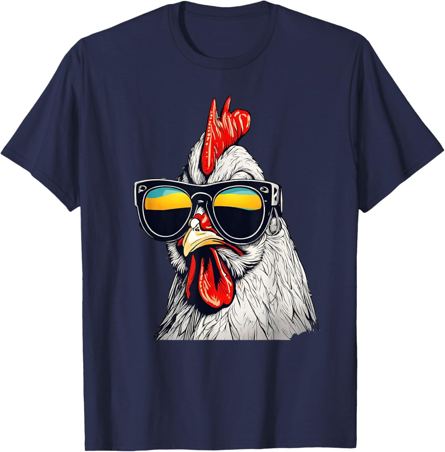 Cool Rooster Wearing Sunglasses Retro Vintage Chicken T-Shirt - T-Shirt | Navy