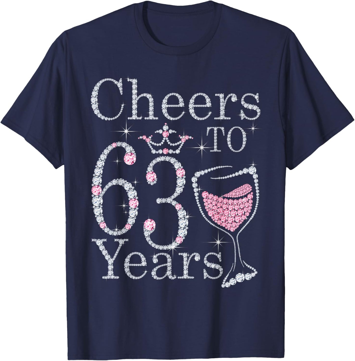 Cheers to 63 Years 1959 63rd Birthday Gift T-Shirt - T-Shirt | Navy