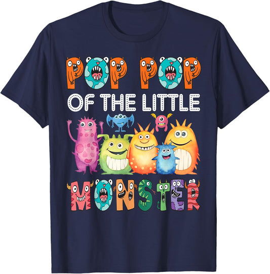 Pop Pop Of The Little Monster Kids 1St Birthday Party T-Shirt - T-Shirt | Navy