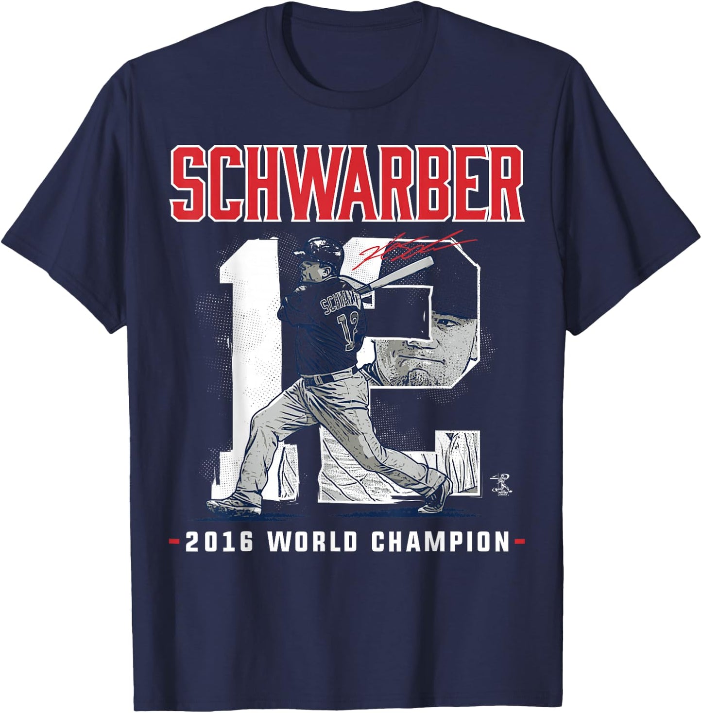 Kyle Schwarber Player Number 2016 World Champion T-Shirt - T-Shirt | Navy