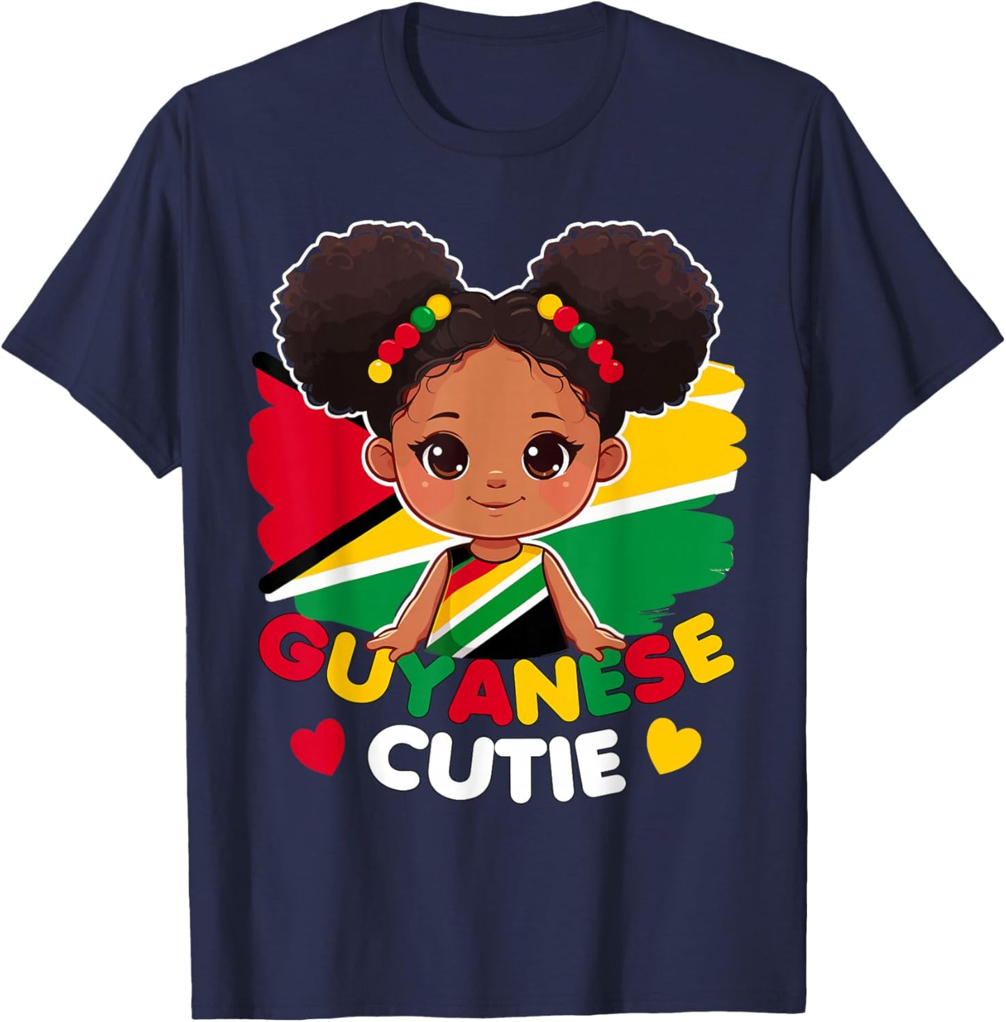 Guyanese Cute Guyana Flag Princess, Toddler, Kids, Girls T-Shirt - T-Shirt | Navy