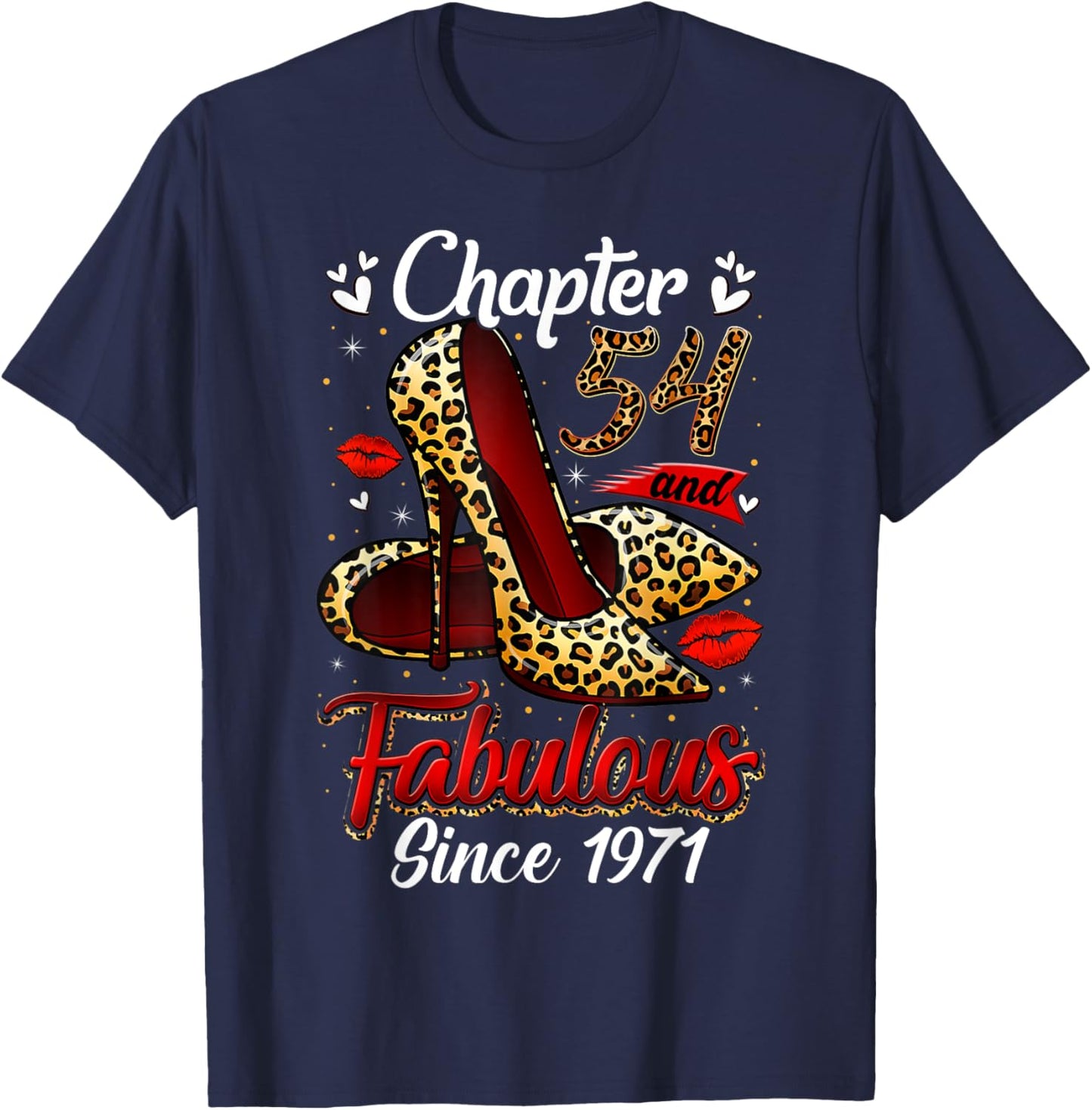 Chapter 54 Fabulous Since 1971 54th Leopard Birthday Queen T-Shirt - T-Shirt | Navy