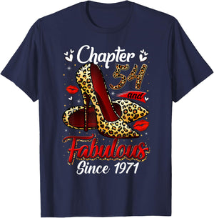 Chapter 54 Fabulous Since 1971 54th Leopard Birthday Queen T-Shirt - T-Shirt | Navy