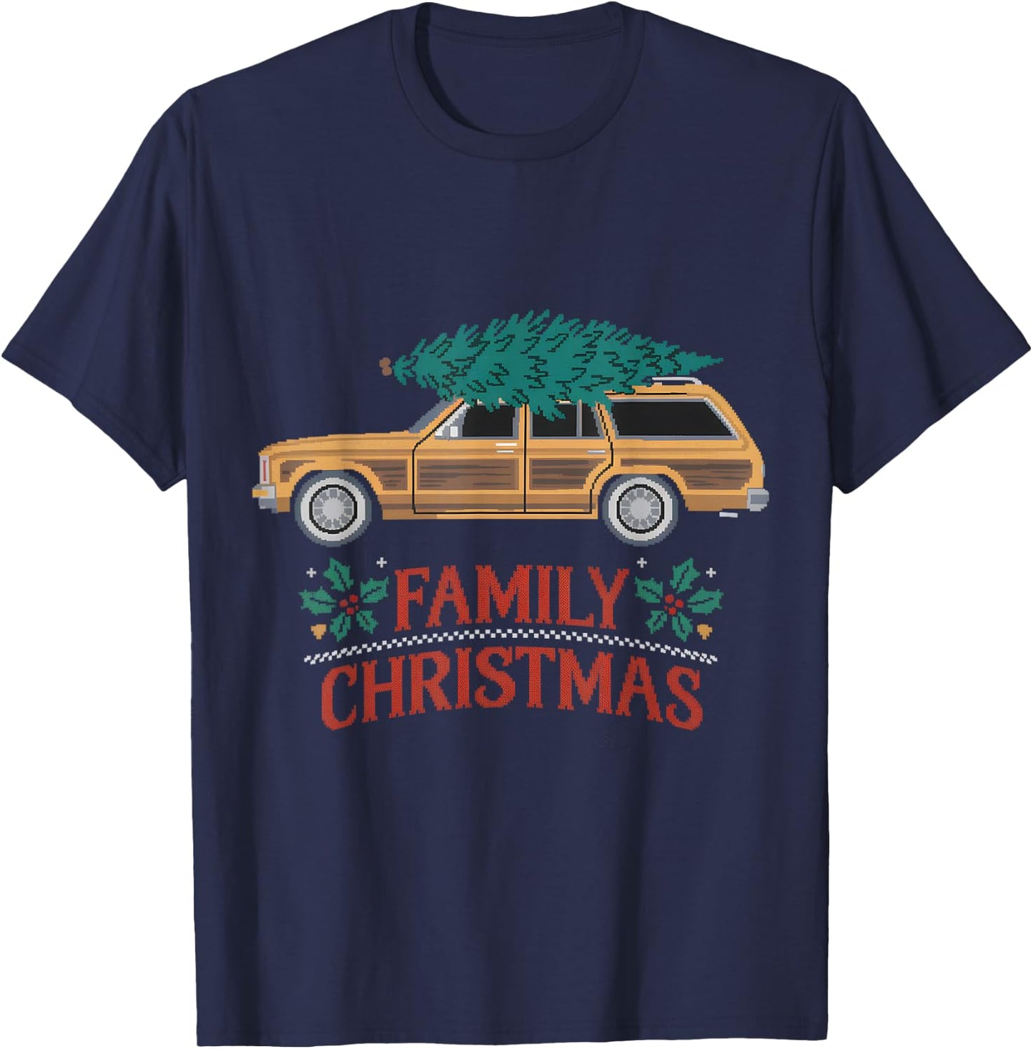 Ugly Christmas Outfit PJ Party Christmas Tree Car Movie T-Shirt - T-Shirt | Navy