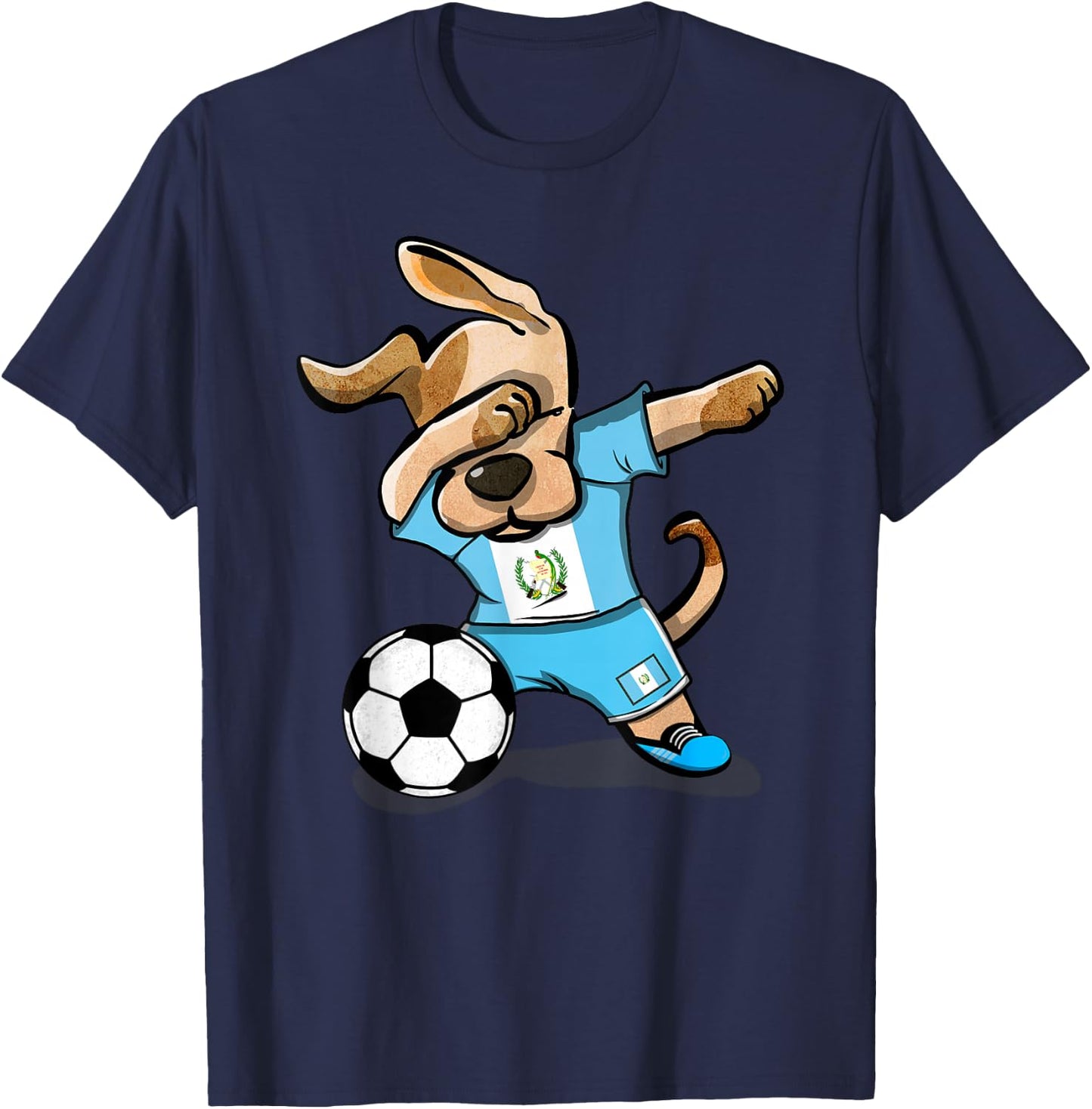 Dabbing Dog Guatemala Soccer Guatemalan Flag Football Lovers T-Shirt - T-Shirt | Navy