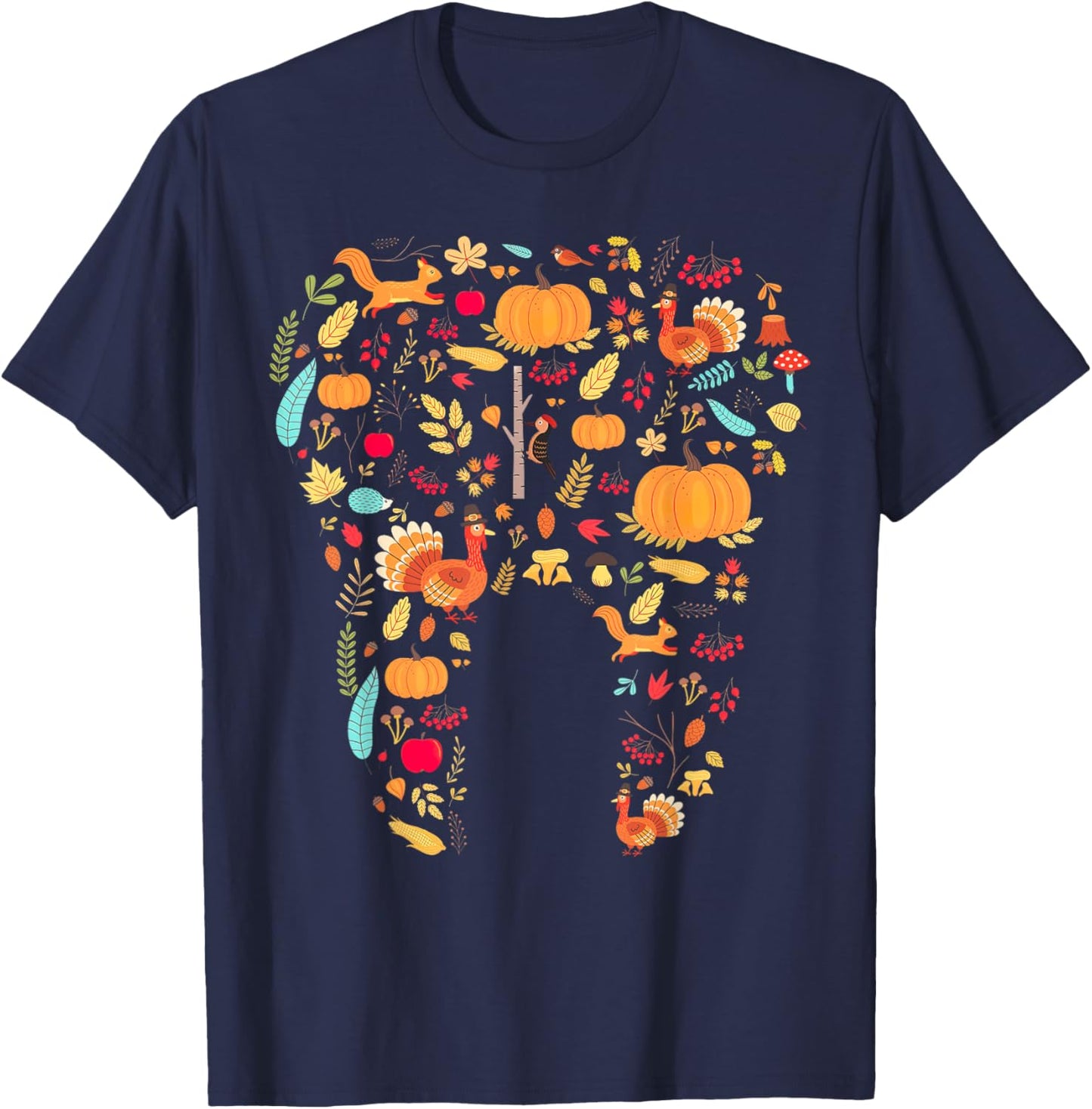 Fall Dental Pumpkin Tooth Dental Thanksgiving T-Shirt - T-Shirt | Navy