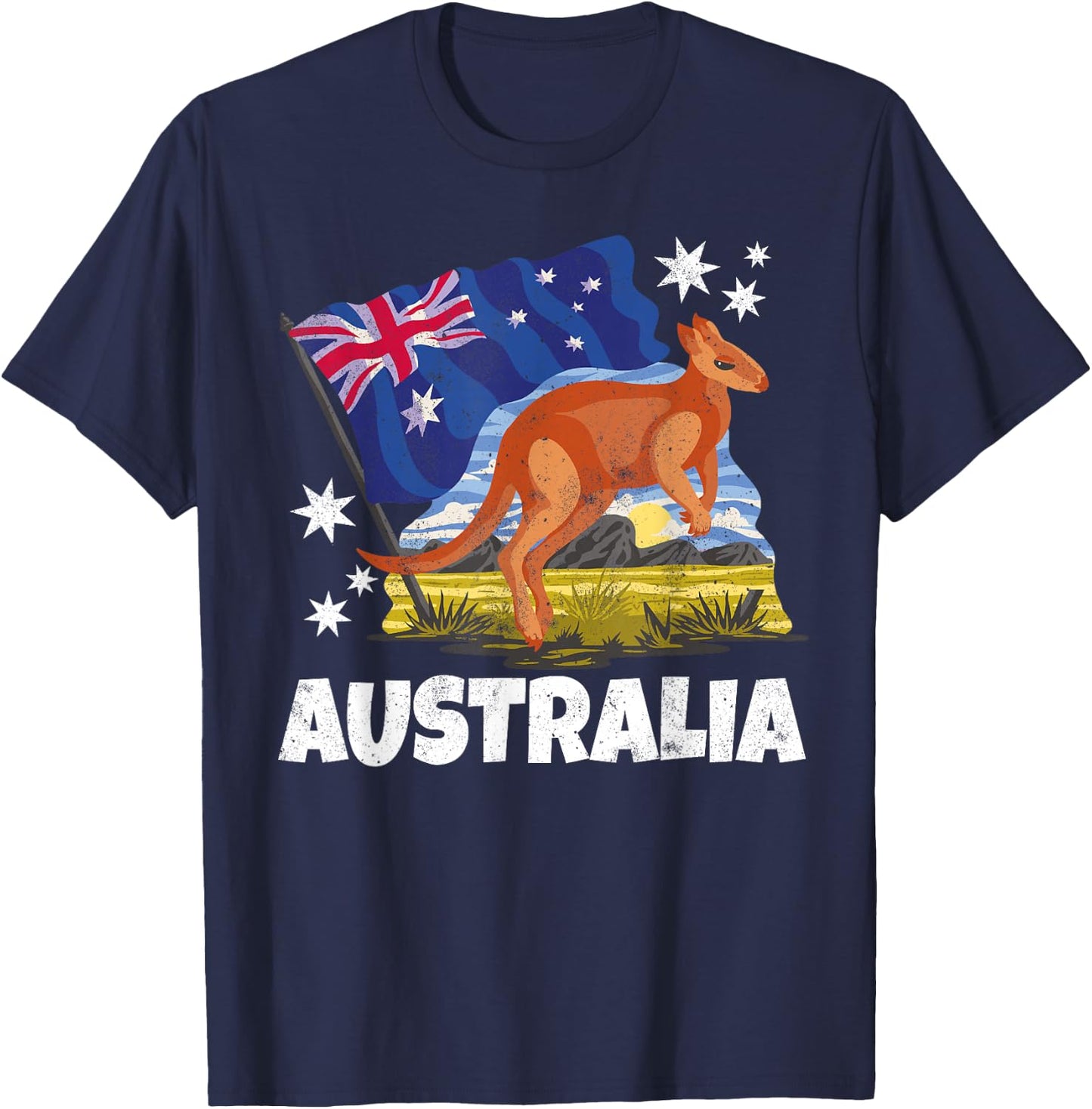 Kangaroo Patriotic Australian Flag Australia T-Shirt - T-Shirt | Navy