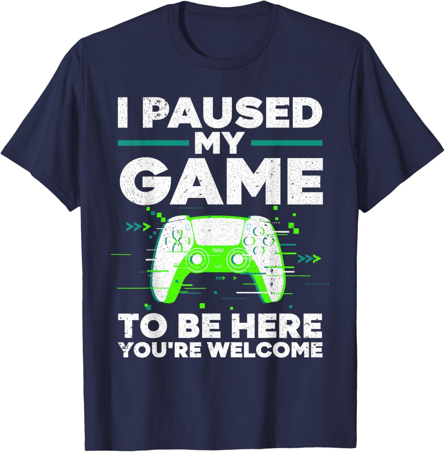Cool Video Gamer Boys Kids Game Paused Gaming Gamers T-Shirt - T-Shirt | Navy