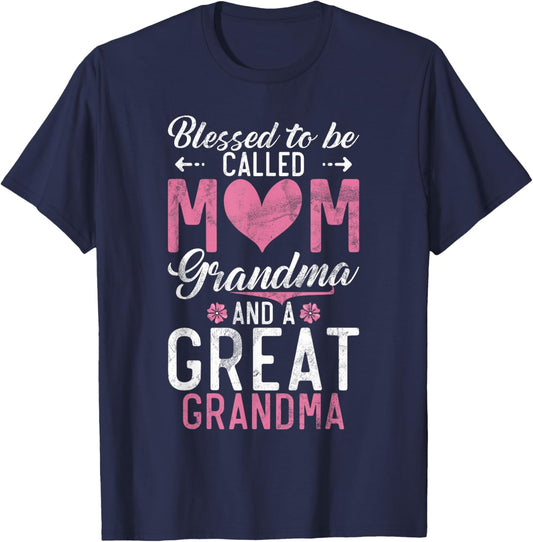 Blessed to be called Grandma and a Great Grandma T-Shirt - T-Shirt | Navy