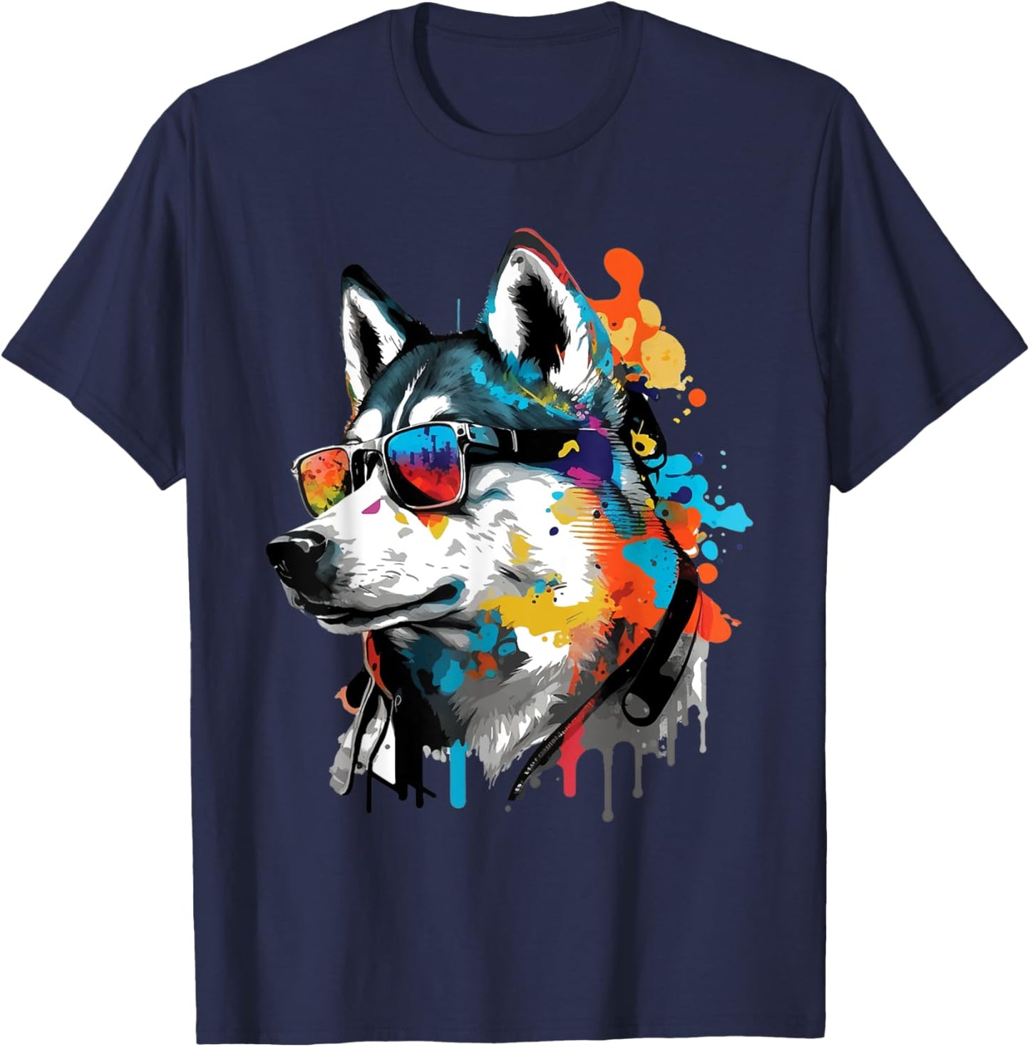 Cool Siberian Husky - Dog Lover Huskies Puppies Puppy T-Shirt - T-Shirt | Navy