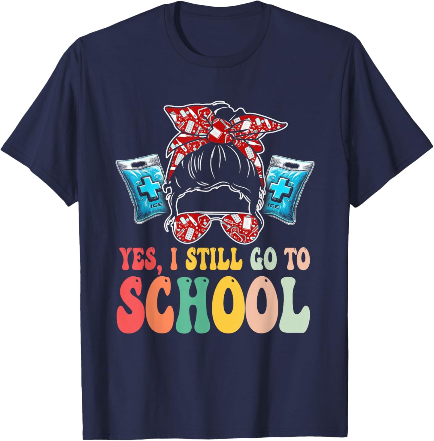 Funny School Nurse School Health Aide T-Shirt - T-Shirt | Navy