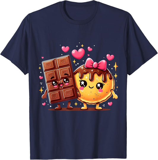 Choco and Pancake Couples Love Matching T-Shirt - T-Shirt | Navy