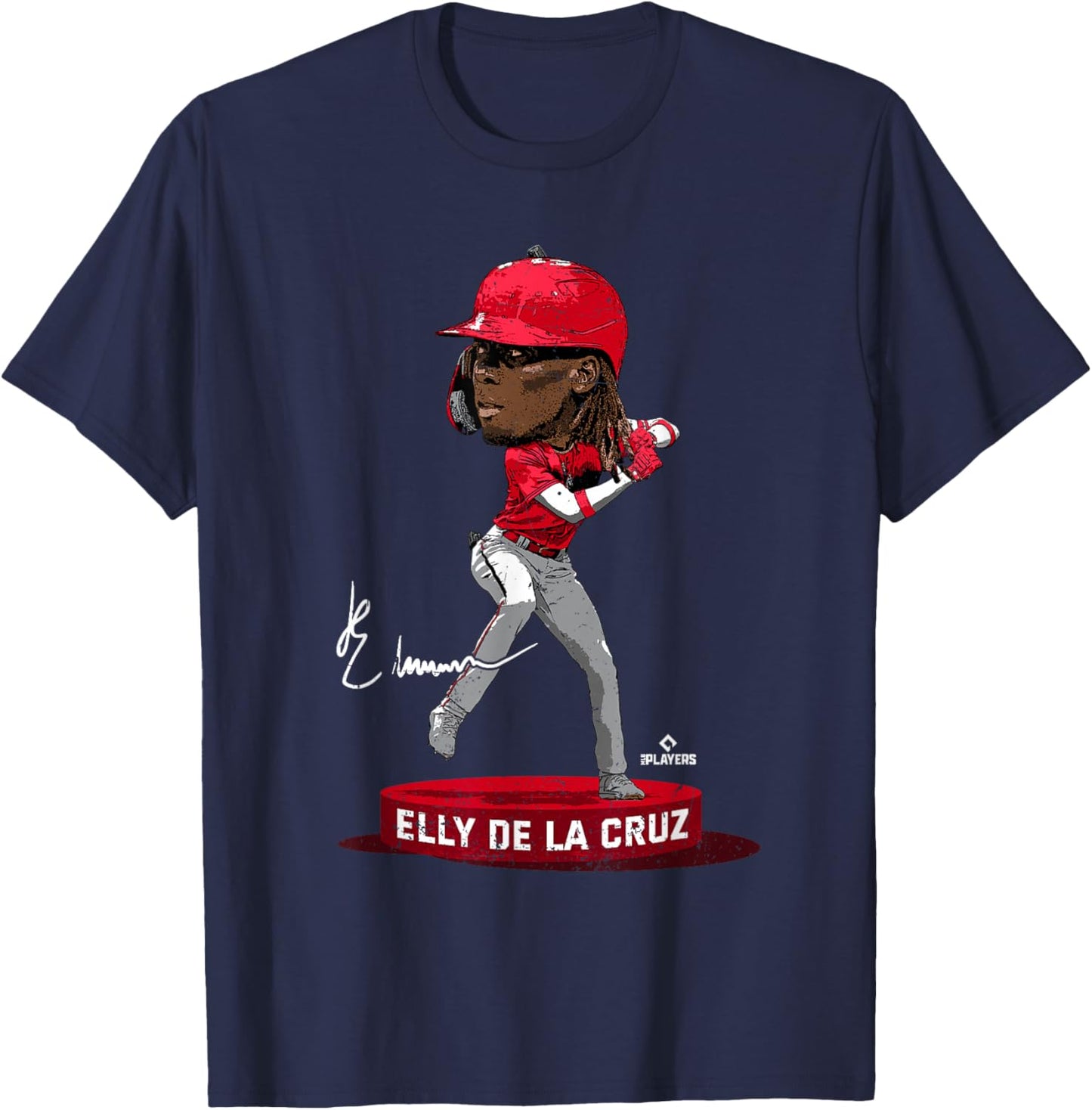 Bobblehead Elly De La Cruz Cincinnati MLBPA T-Shirt - T-Shirt | Navy