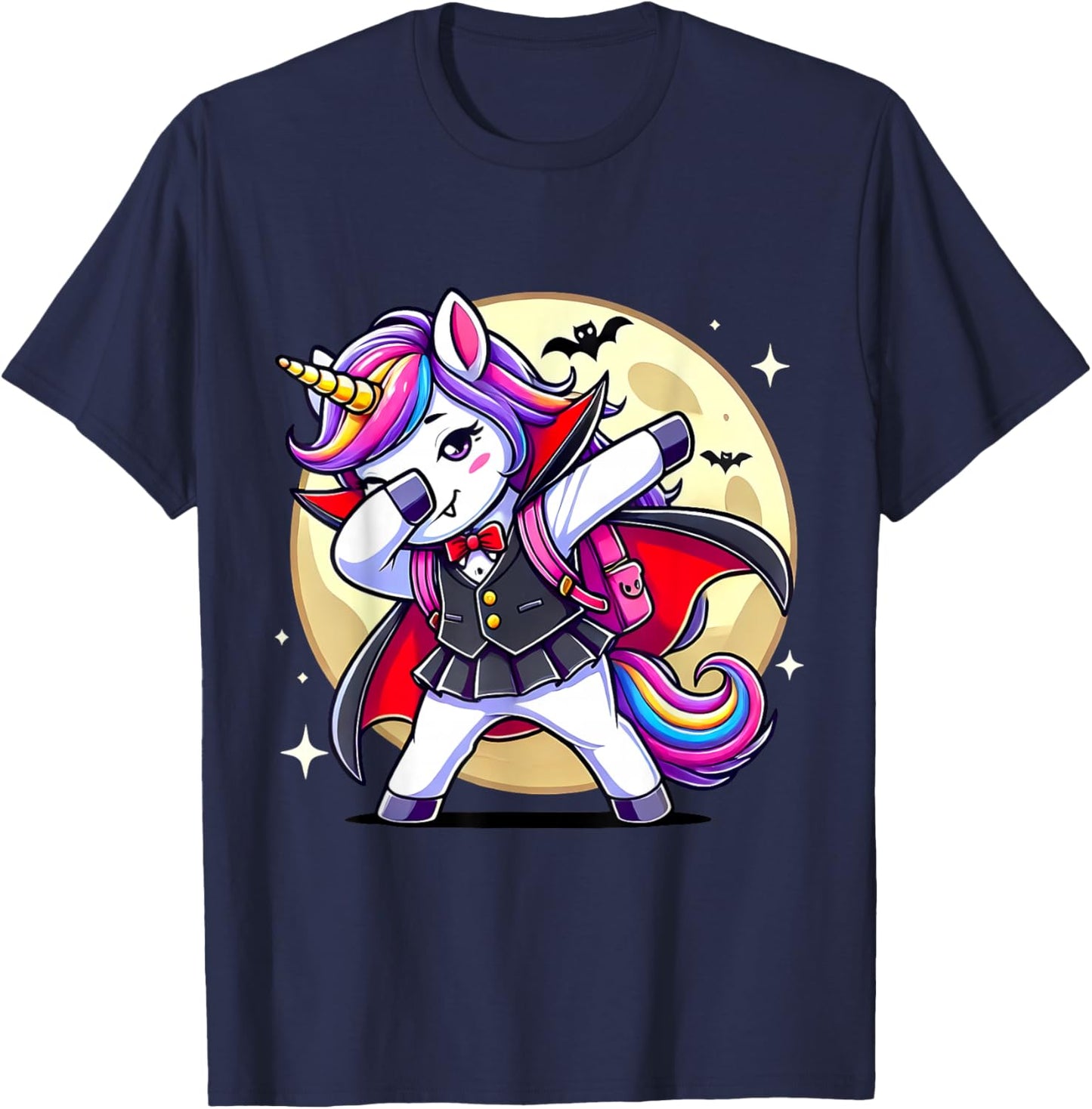Funny Unicorn Dabbing Costumes Dab Spooky Halloween Vampire T-Shirt - T-Shirt | Navy