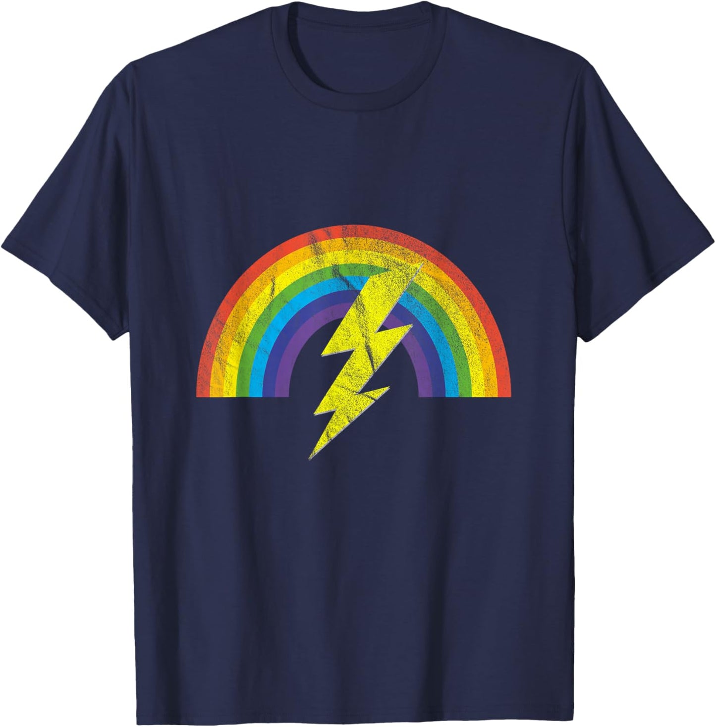Rainbow Lightning Bolt T-Shirt - T-Shirt | Navy