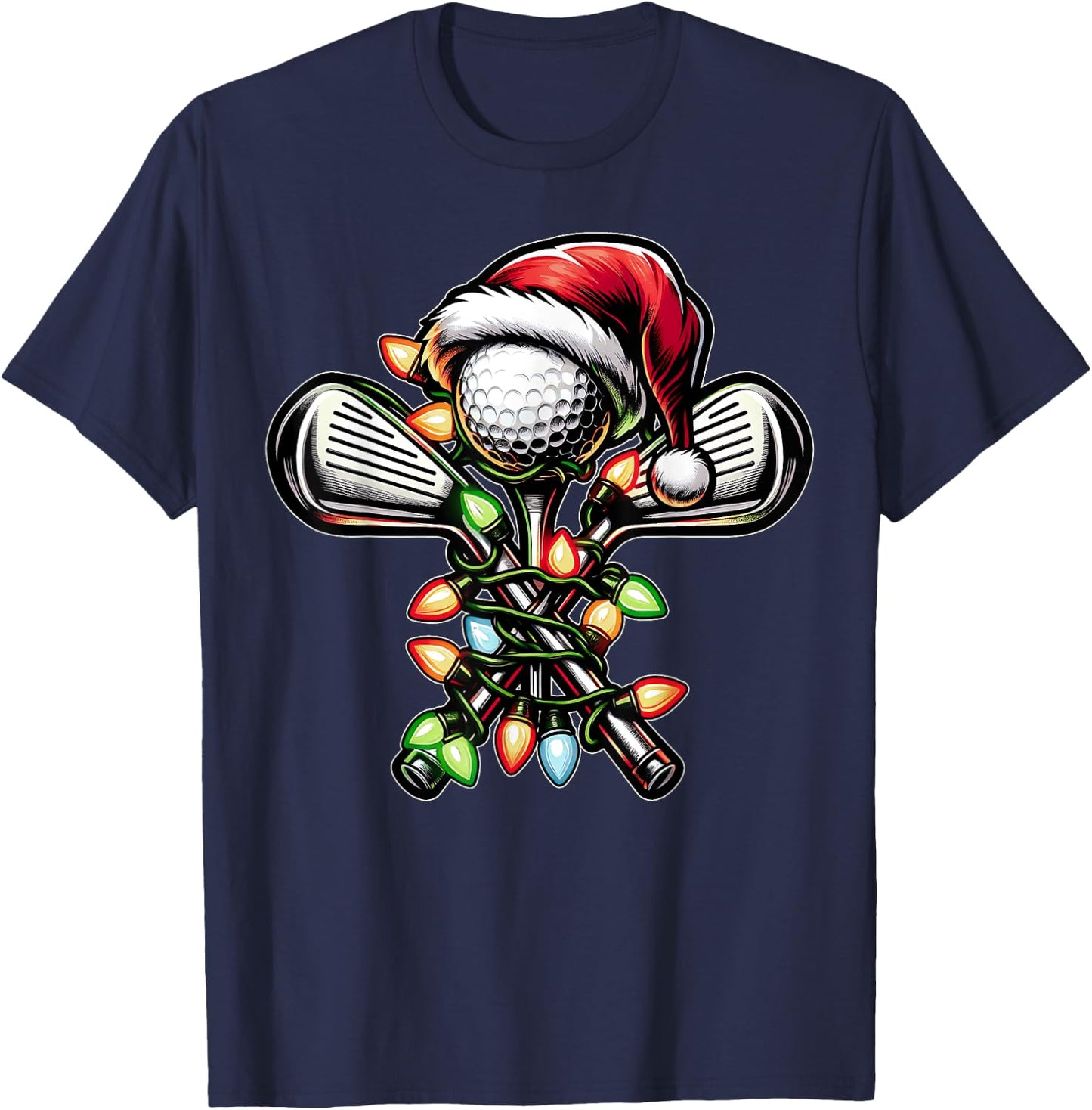 Golf Golfer Golfing Christmas Hat Xmas T-Shirt - T-Shirt | Navy