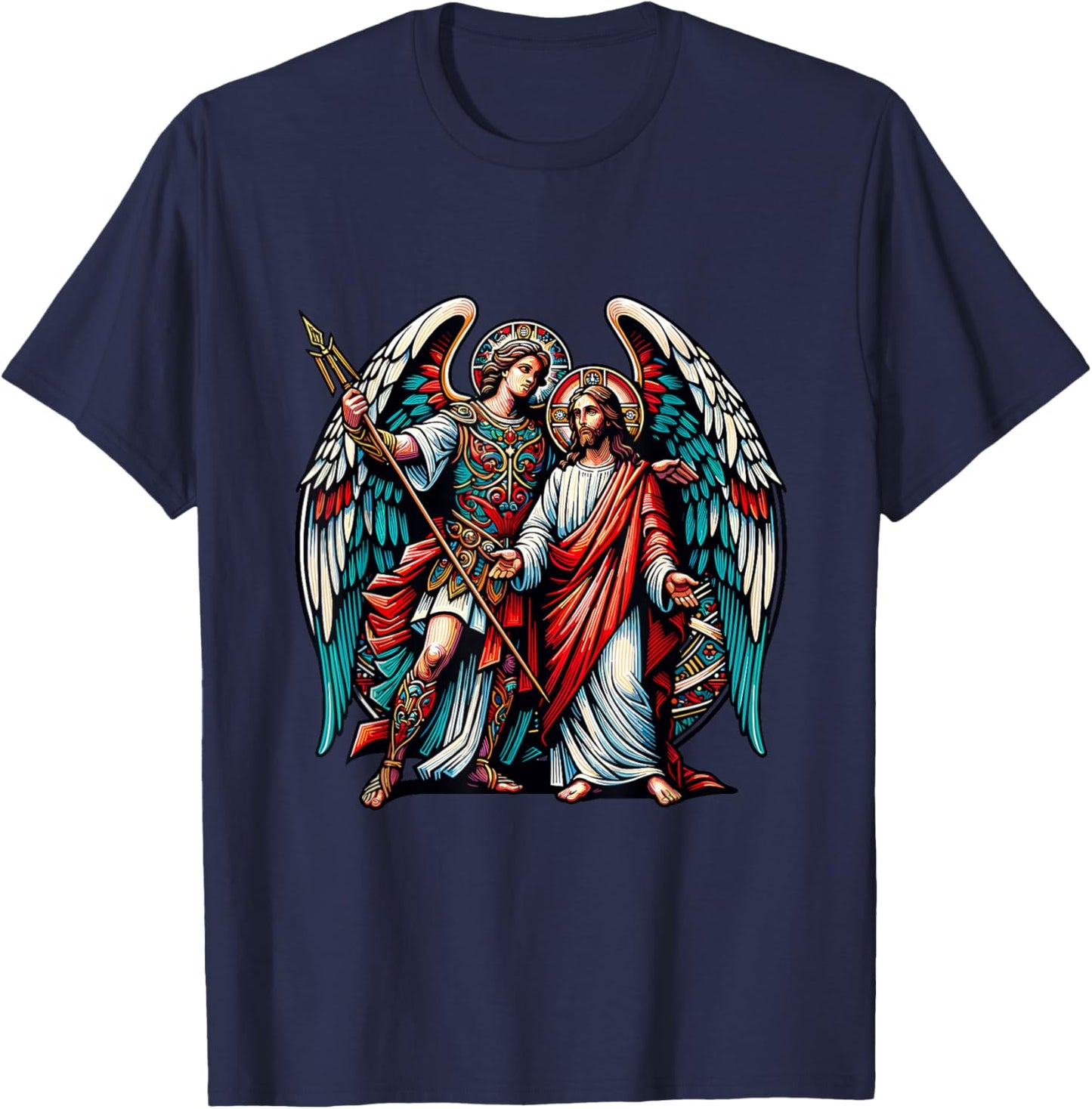 Jesus Christ and Archangel Raphael T-Shirt - T-Shirt | Navy