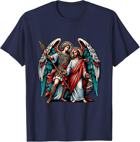 Jesus Christ and Archangel Raphael T-Shirt - T-Shirt | Navy