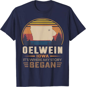 Vintage Oelwein Iowa Hometown My Story Began T-Shirt - T-Shirt | Navy