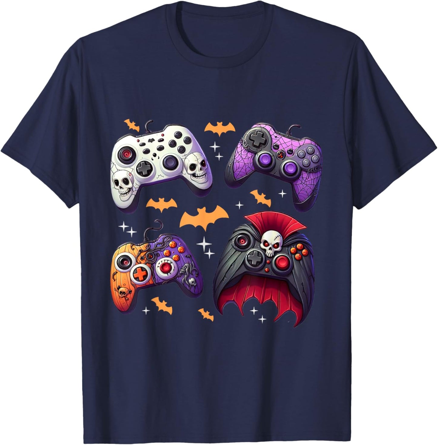 Skeleton Zombie Video Game Controller Boys Halloween Costume T-Shirt - T-Shirt | Navy