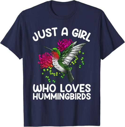 Cool Hummingbird Girl Tropical Bird Watcher Birder T-Shirt - T-Shirt | Navy