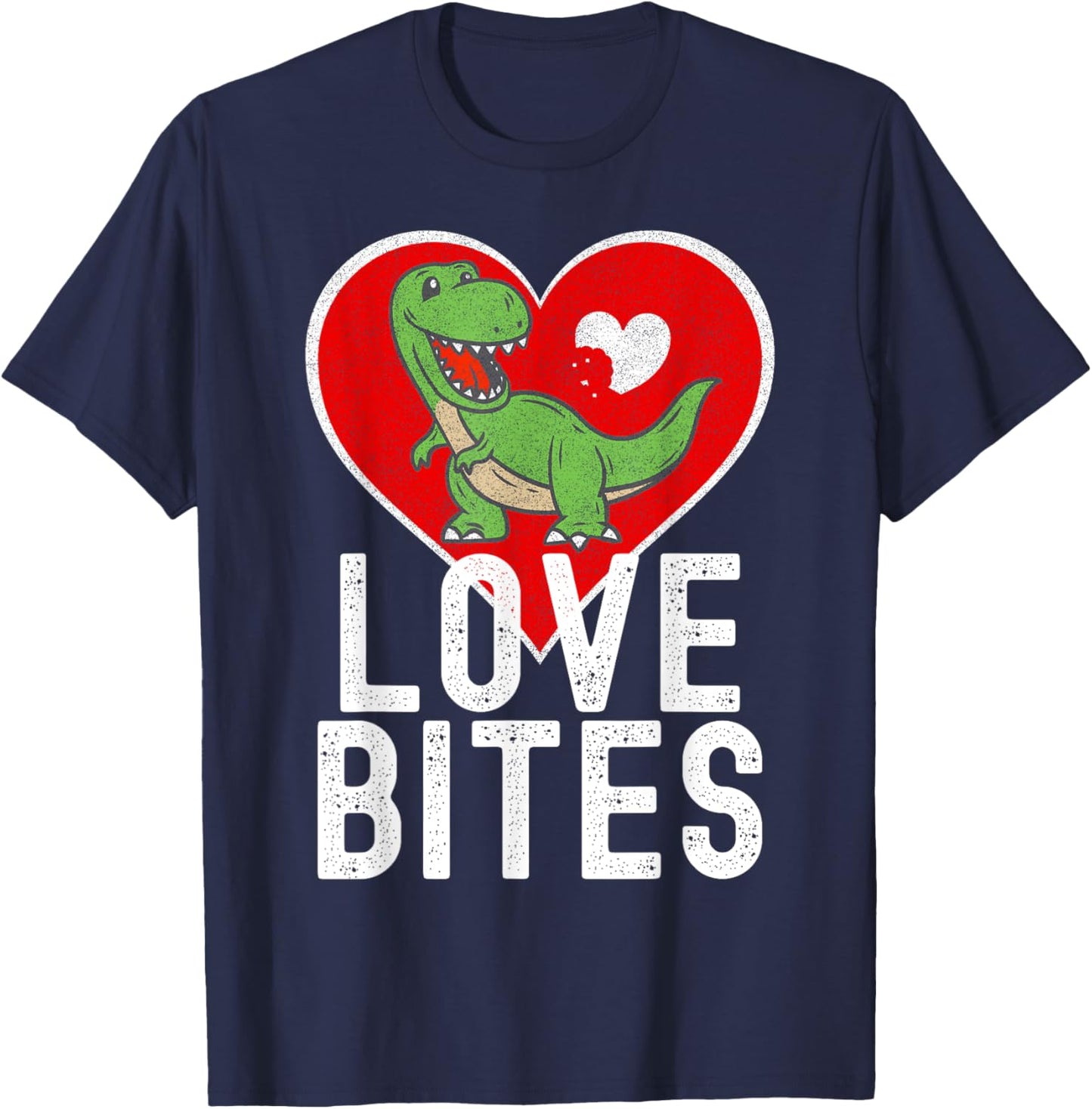 Valentine's T-Rex Love Bites Graphic for Dinosaur Lovers T-Shirt - T-Shirt | Navy