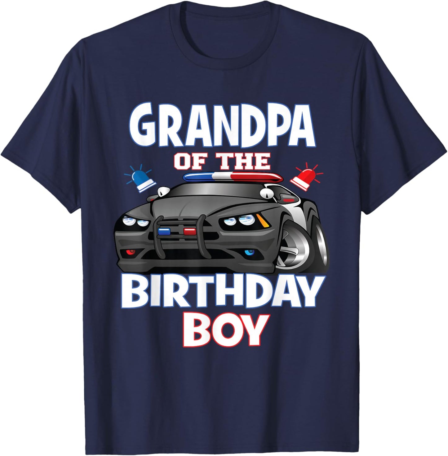 Grandpa Of The Birthday Boy Policeman Officer Party T-Shirt - T-Shirt | Navy