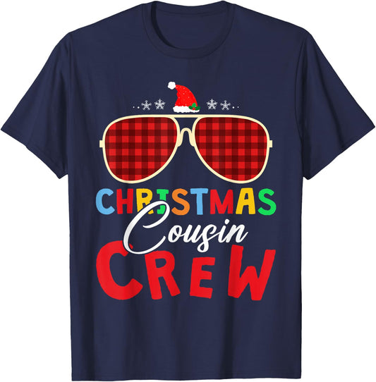 Christmas 2025 Cousin Crew Xmas Lights Funny Matching Pajama T-Shirt - T-Shirt | Navy