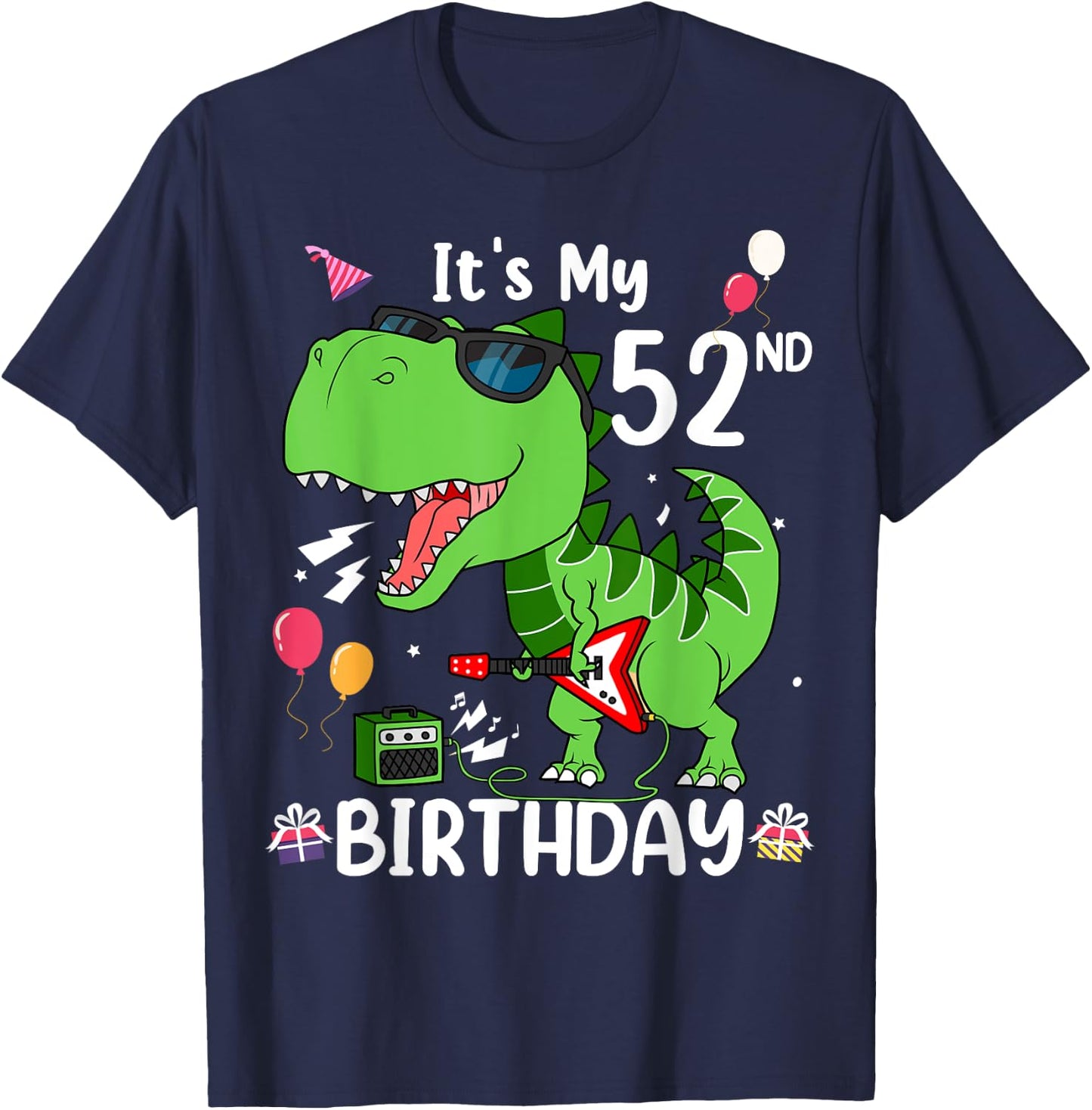 Kids It's My 52nd Birthday T-Rex 52 Year old Birthday Shirts T-Shirt - T-Shirt | Navy