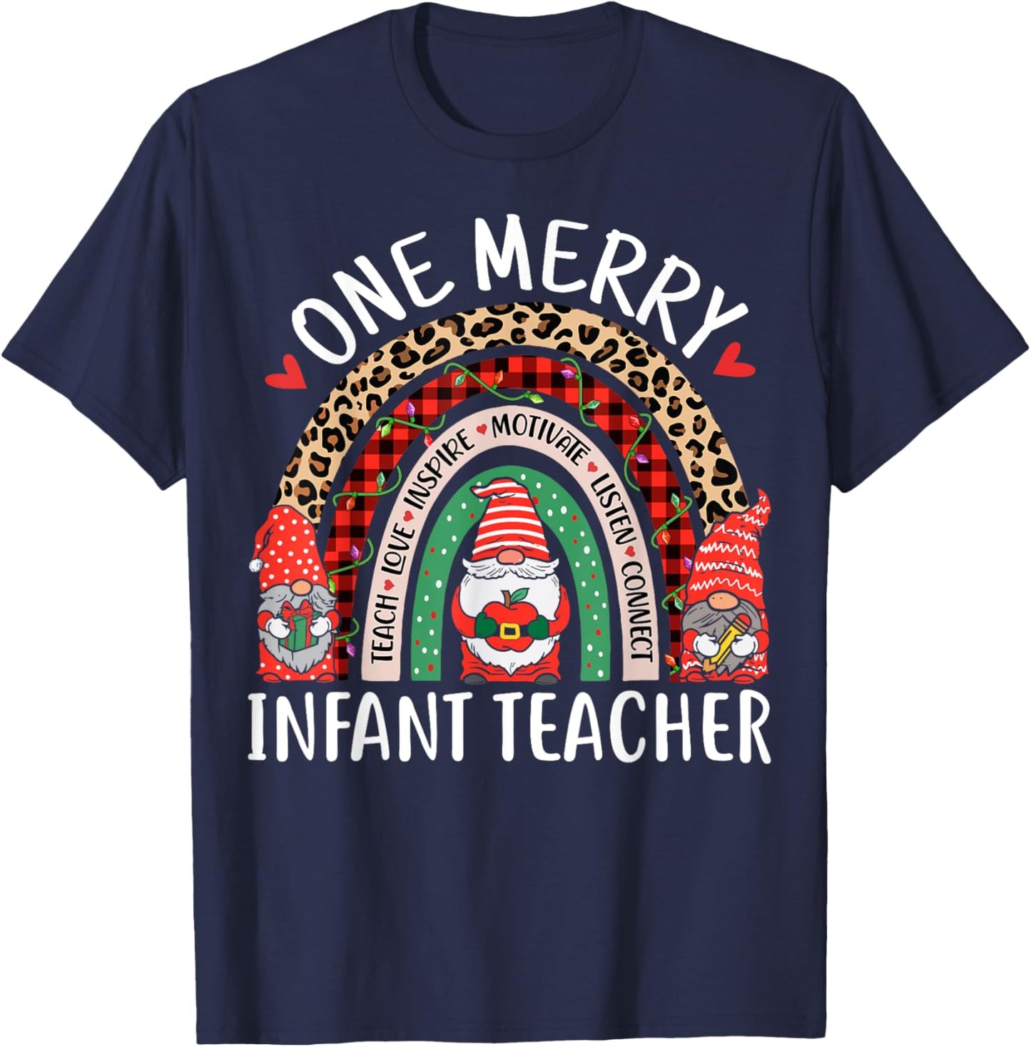 Infant Teacher Funny Gnomes Christmas Daycare Teacher T-Shirt - T-Shirt | Navy