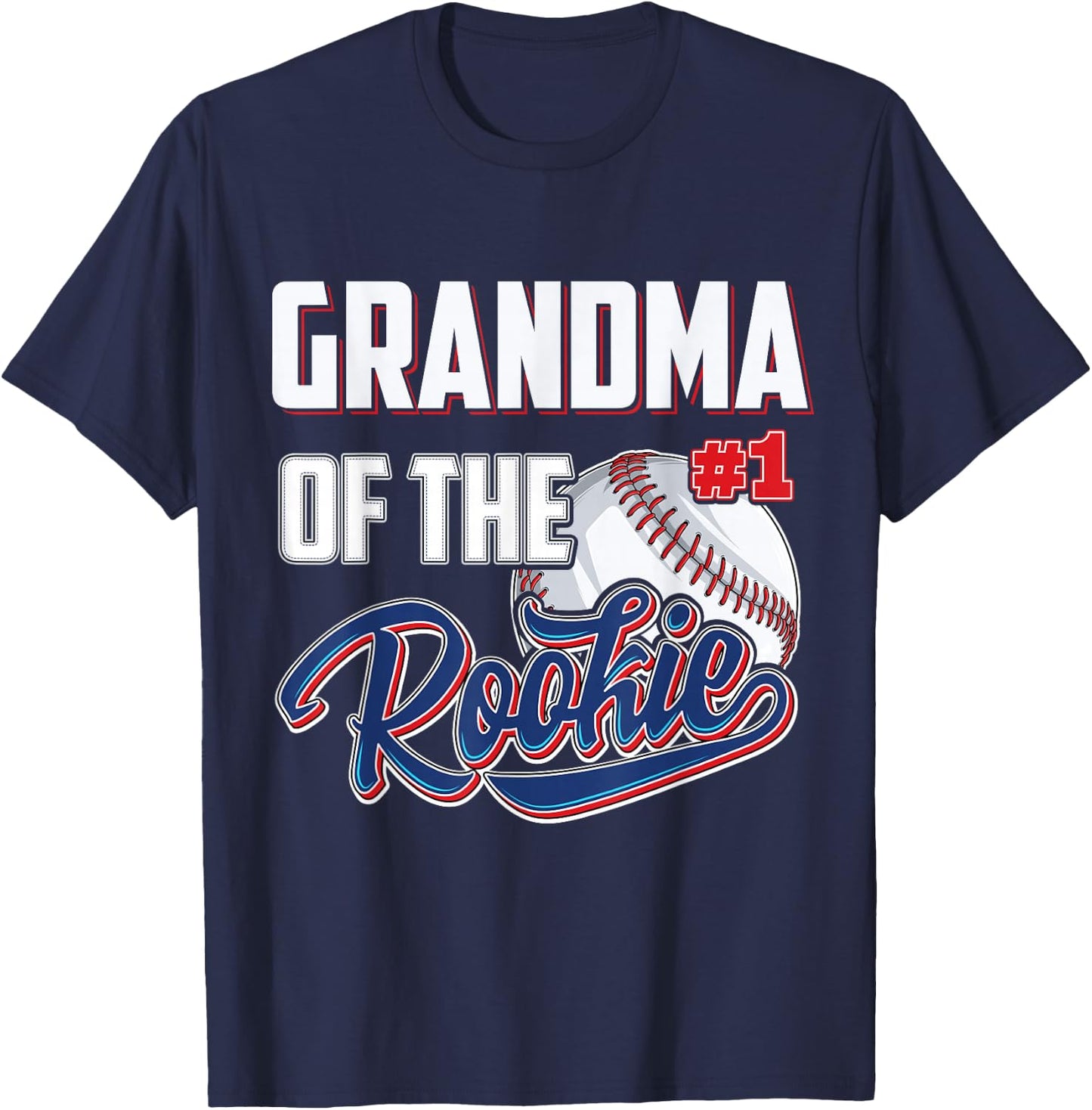 Grandma of Rookie 1 Years old Team 1st Birthday Baseball T-Shirt - T-Shirt | Navy